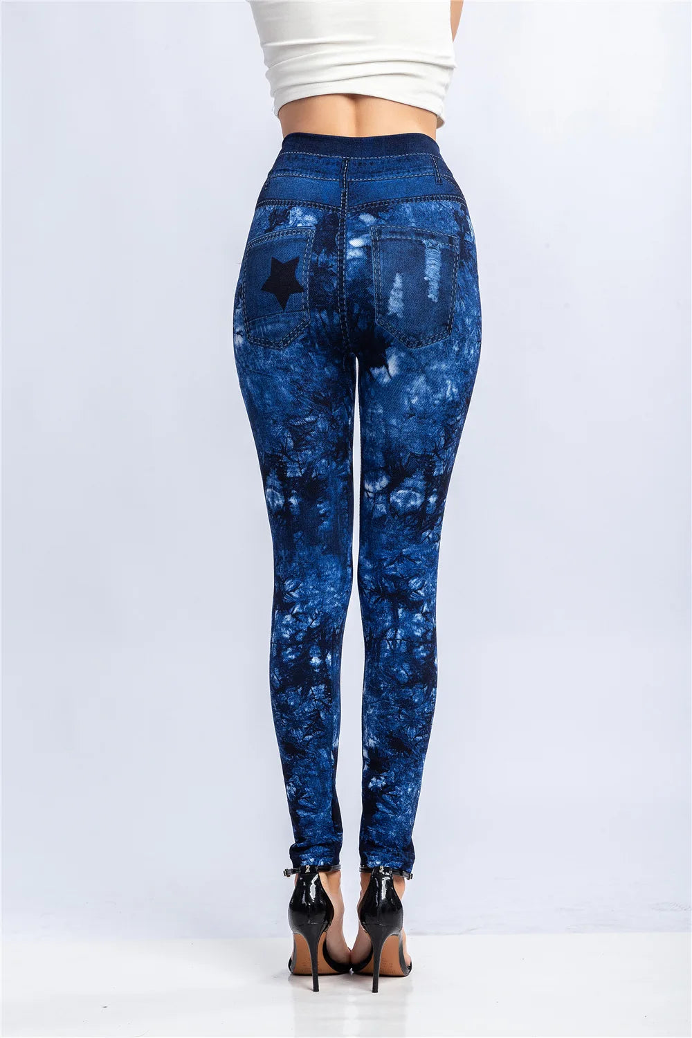 CUHAKCI Women's High-Waist Seamless Printed Leaf Leggings – Ankle-Length, Sexy Workout Gym Tights