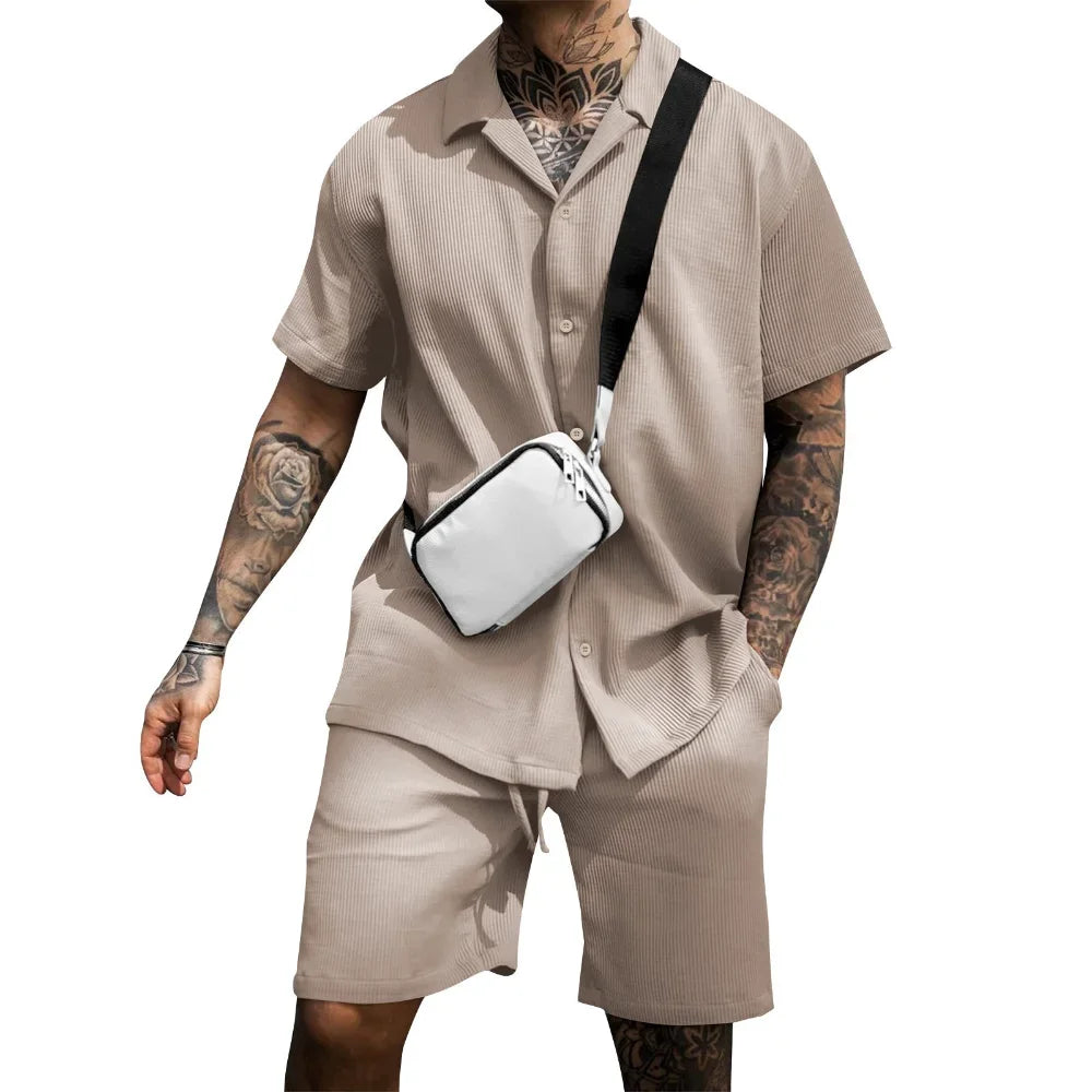 DOIYTTS Casual Men's Spring & Summer Short Sleeve Shirt – Stylish Print Design with Notched Collar