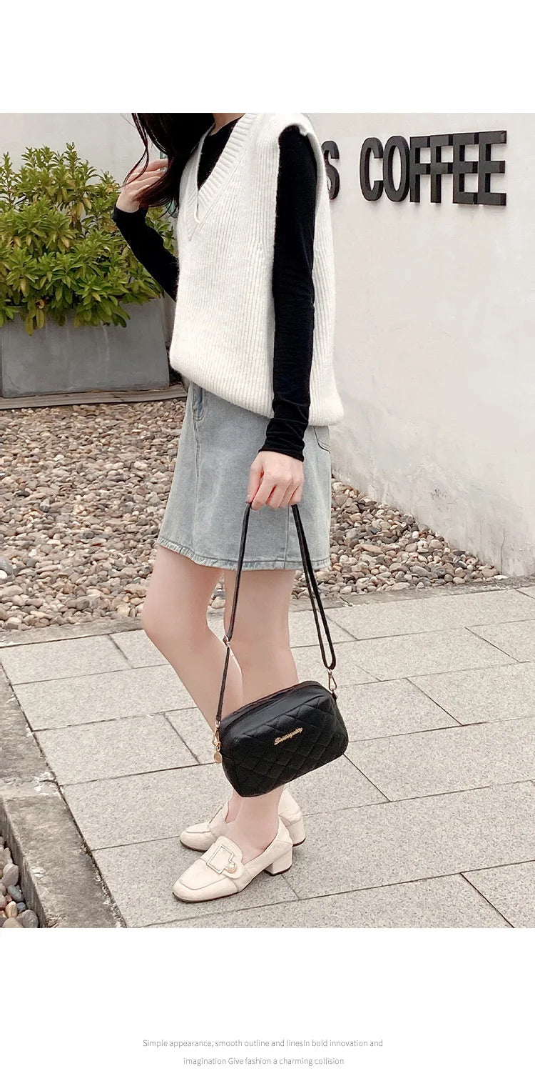 NoEnName_Null Canvas Shoulder Bag for Women – Stylish Square Shape with Organic Cotton Lining