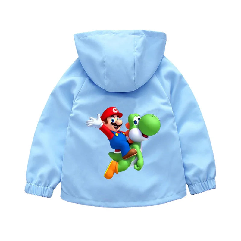 Spring Boys and Girls Cartoon Super Mario Zipper Hoodies Jacket for 1-10 Years