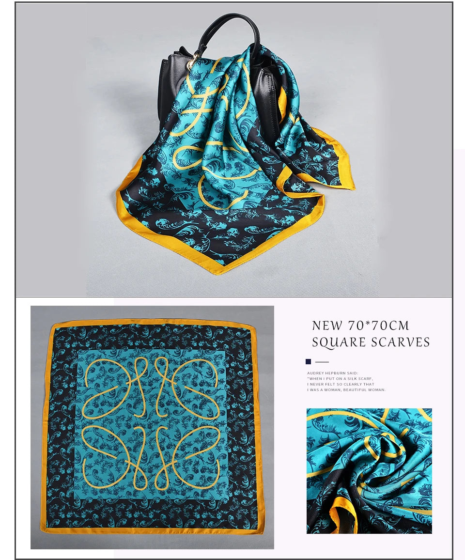 BYSIFA Multifunctional Fashion Scarf - Striped Satin Square Shawl for All Seasons