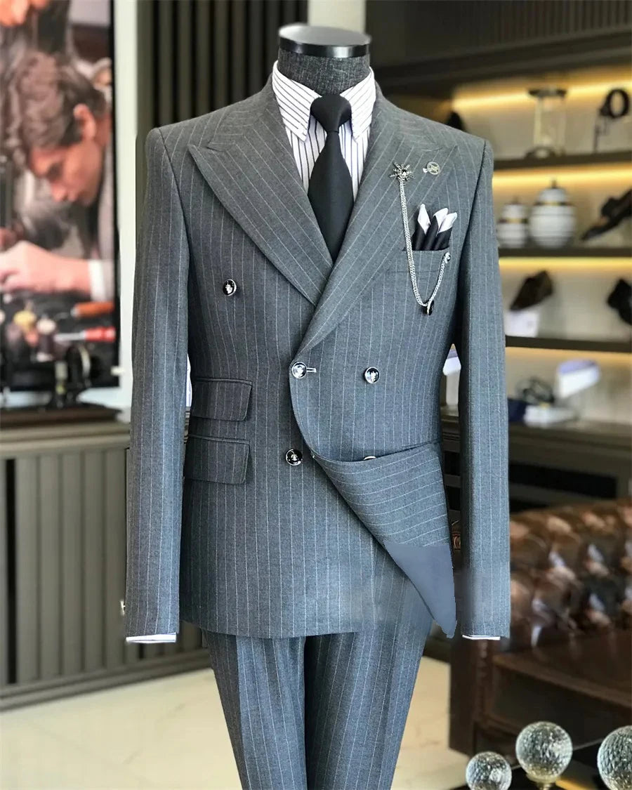 NoEnName_Null Men's Formal Suit – Acetate, Cashmere, Cotton Blend for All Seasons