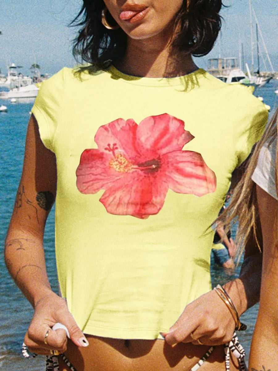 HIRIGIN Junior Women's Casual Floral Summer T-Shirt (Summer 2024 Release)