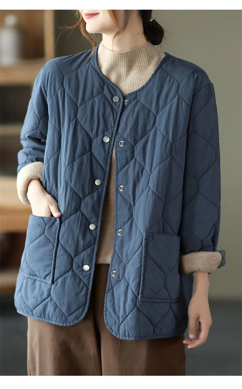 LUO. TAO. FUSH I Women's Winter Office Lady Coat – Single-Breasted Buttoned Short Jacket