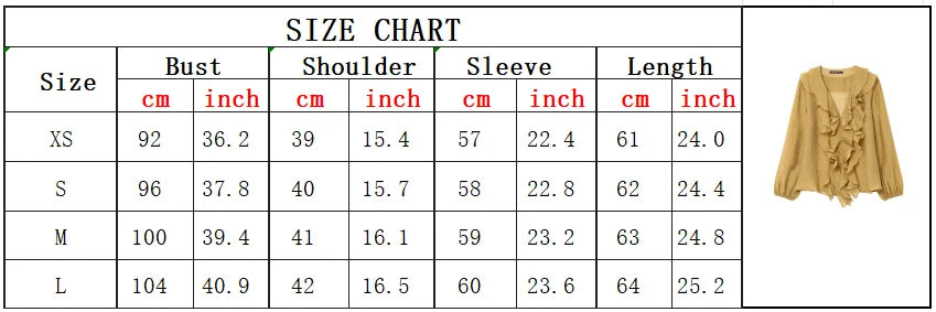 Women's Ruffle V-Neck Button-Down Vintage Shirt Spring Summer 2025 Kumsvag
