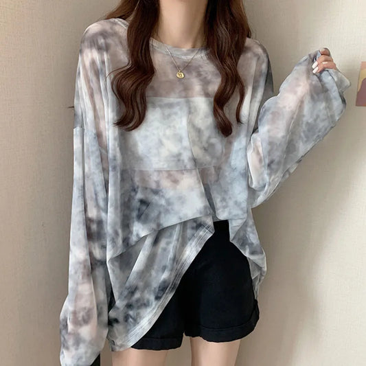Yezw Women's Casual Camouflage O-Neck Full Sleeve Tee - Spring/Summer Collection