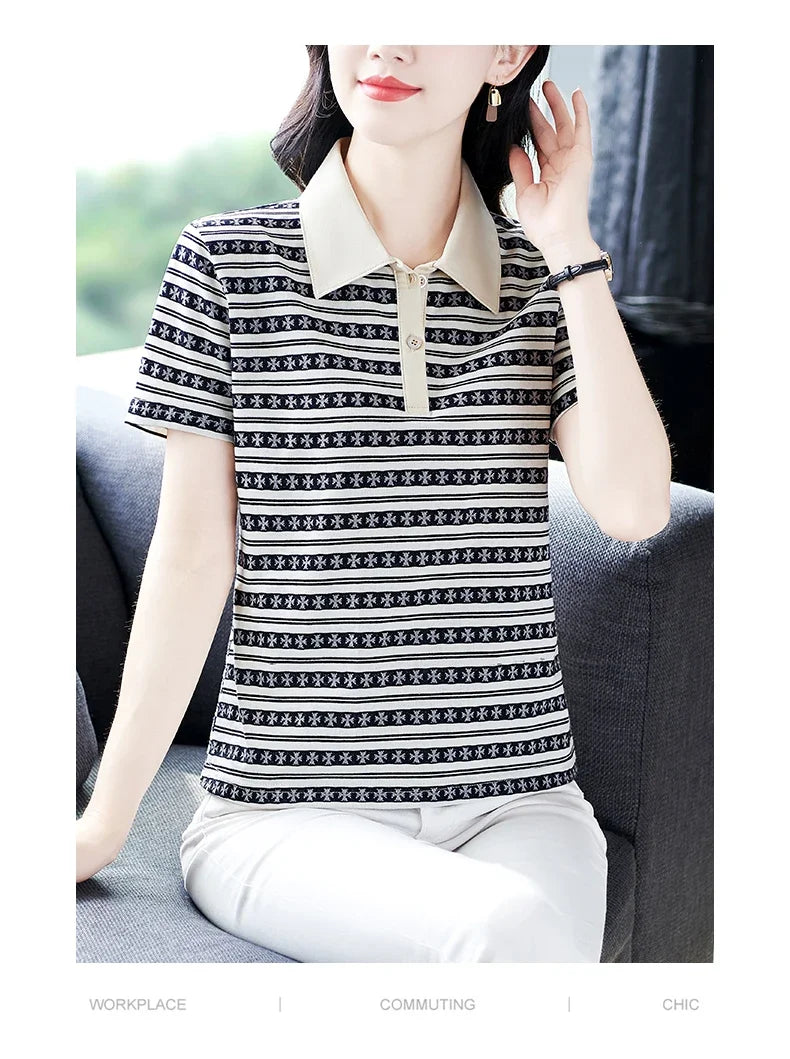 Moeroshe Casual Contrast Color Cotton Polo Shirt – Summer 2024 Collection