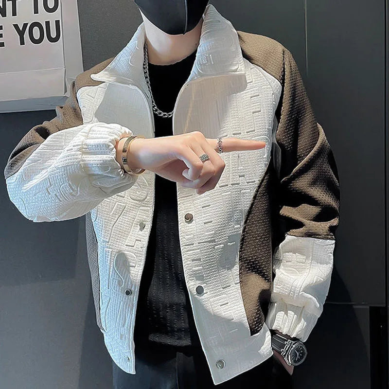 LIDOU Men's Casual Business Jacket with Ribbed Sleeves & Turn-Down Collar