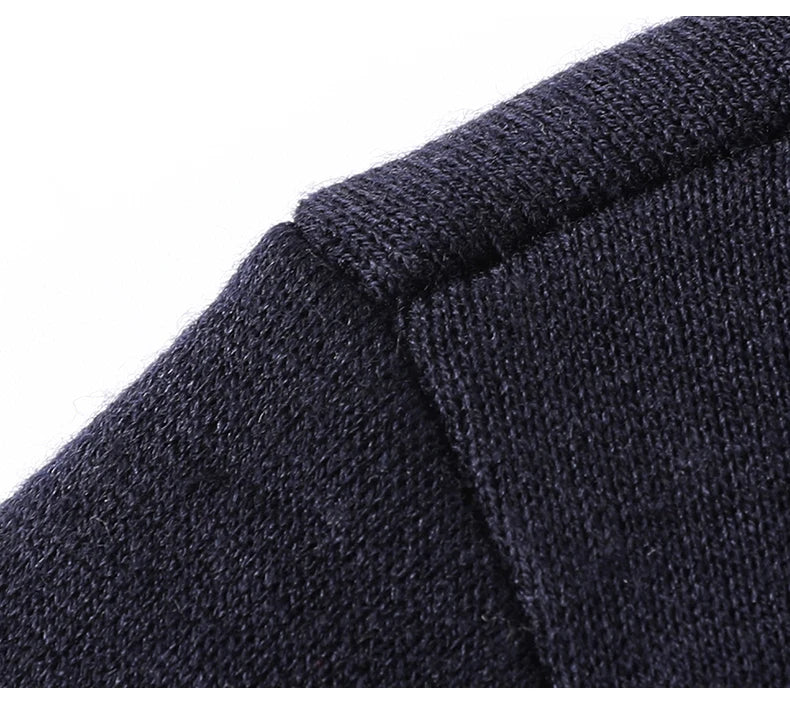 NoEnName_Null Men's Casual Pullover – Wool & Lycra Blend with Turn-Down Collar