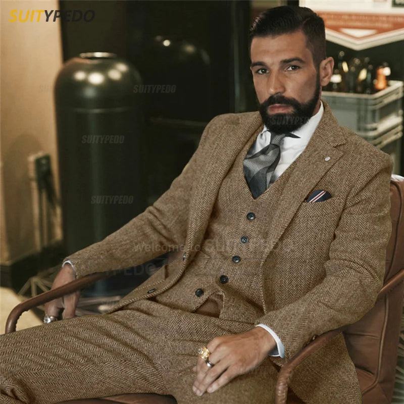 TPSAADE Men’s Smart Casual 2-Piece Suit – Stylish Wedding Jacket & Pant Set