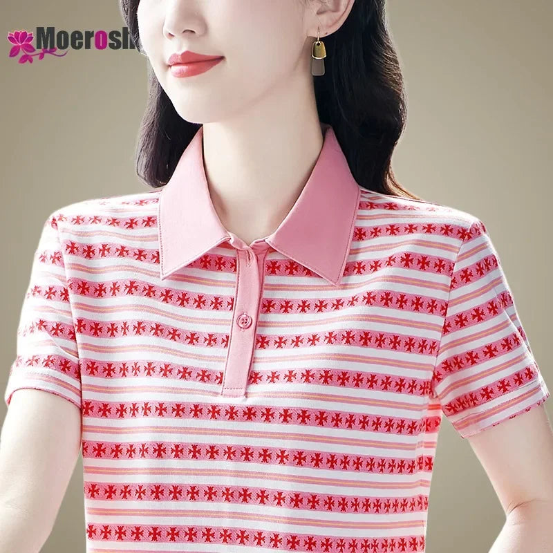 Moeroshe Casual Contrast Color Cotton Polo Shirt – Summer 2024 Collection