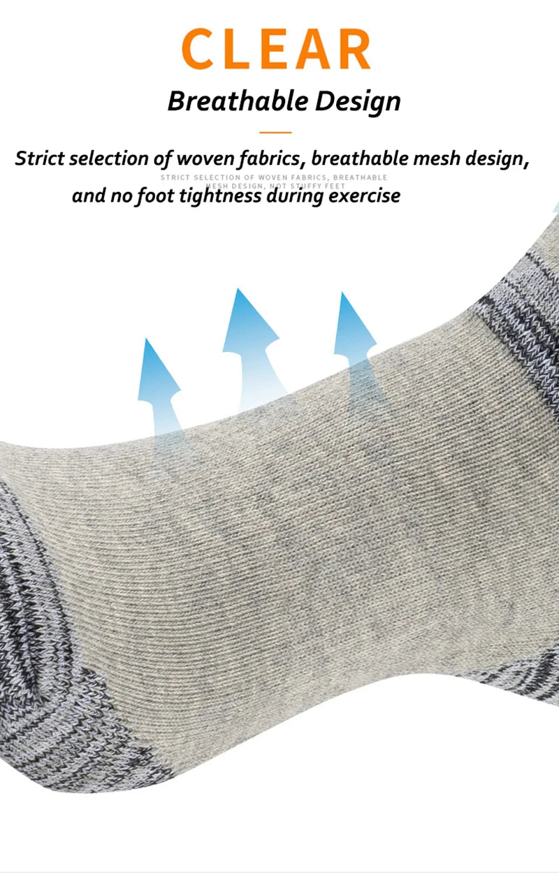 YWSLRC Men's Cotton Hiking Socks – Elastic, Anti-Slip, Moisture-Wicking for Daily & Exercise
