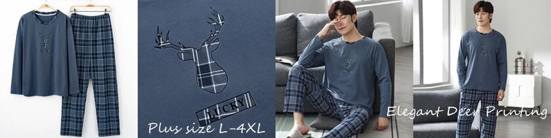 Elegant Man's Pajamas Loungewear 2023 Autumn Winter New Big Size 3xl 4xl Knitted Cotton Sleepwear Fashion Lounge Set Nightwear