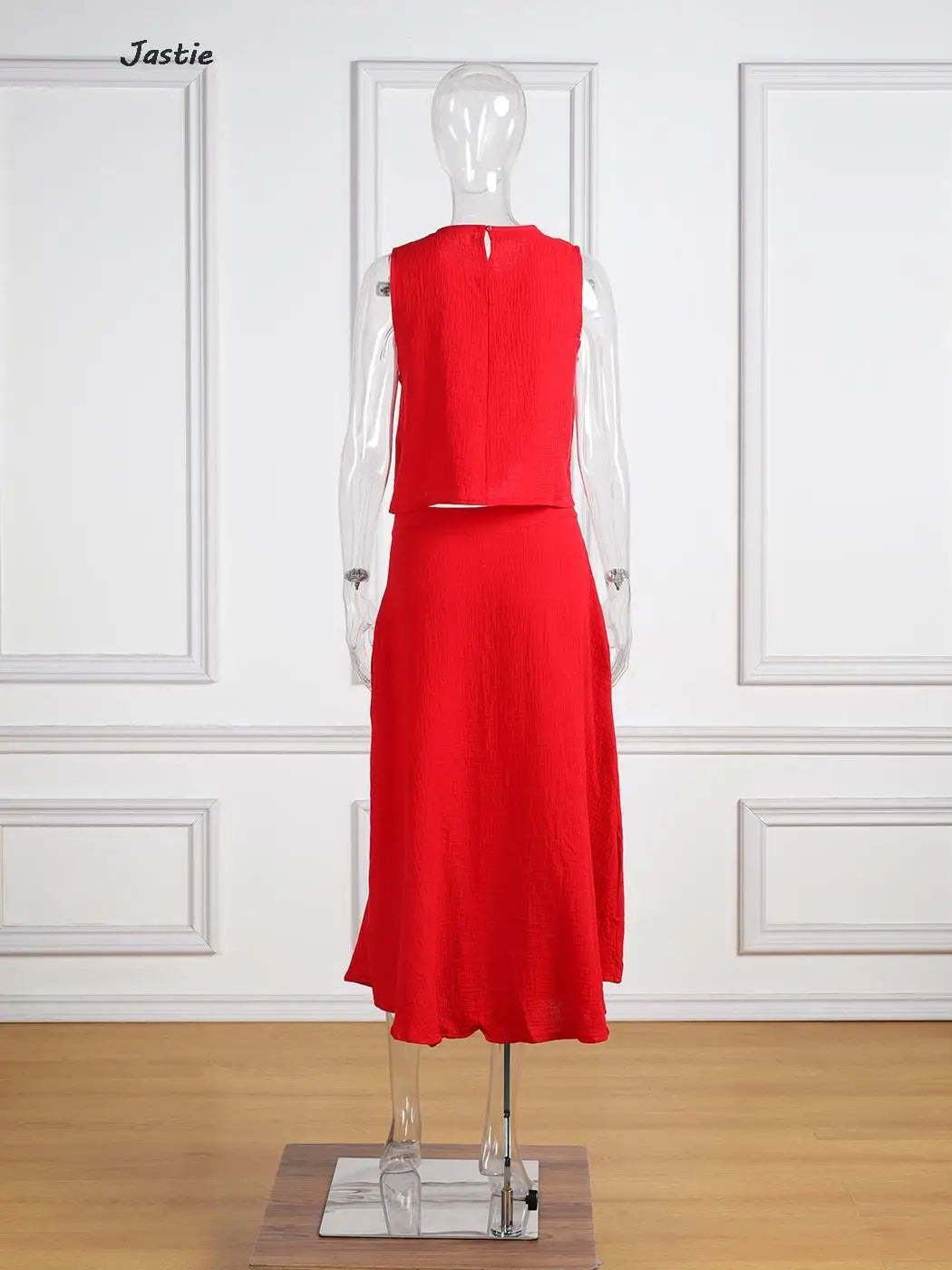 JASTIE Women's Casual A-Line Sleeveless Jersey Dress – Mid-Calf Length, Spring/Summer Style