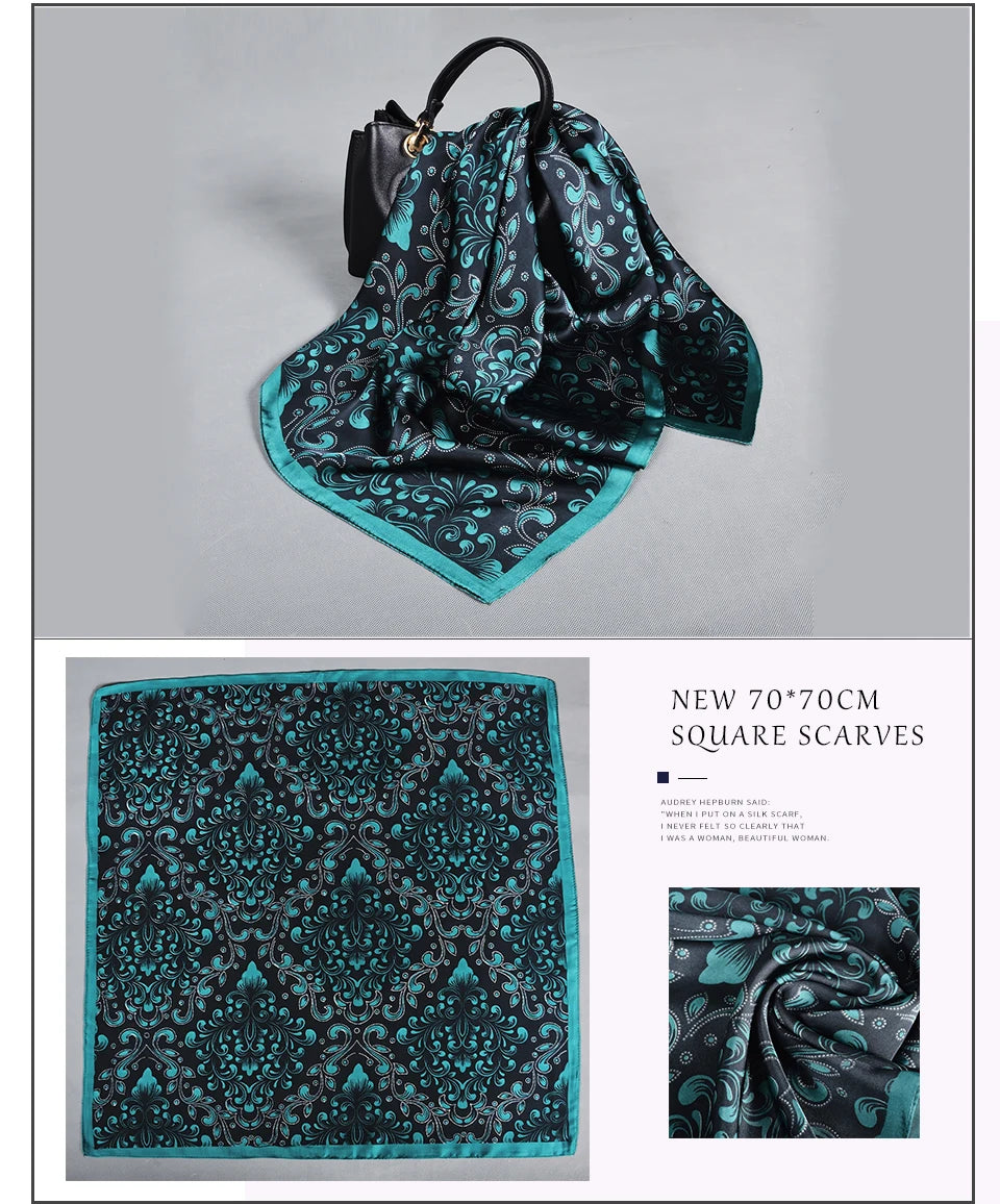 BYSIFA Multifunctional Fashion Scarf - Striped Satin Square Shawl for All Seasons