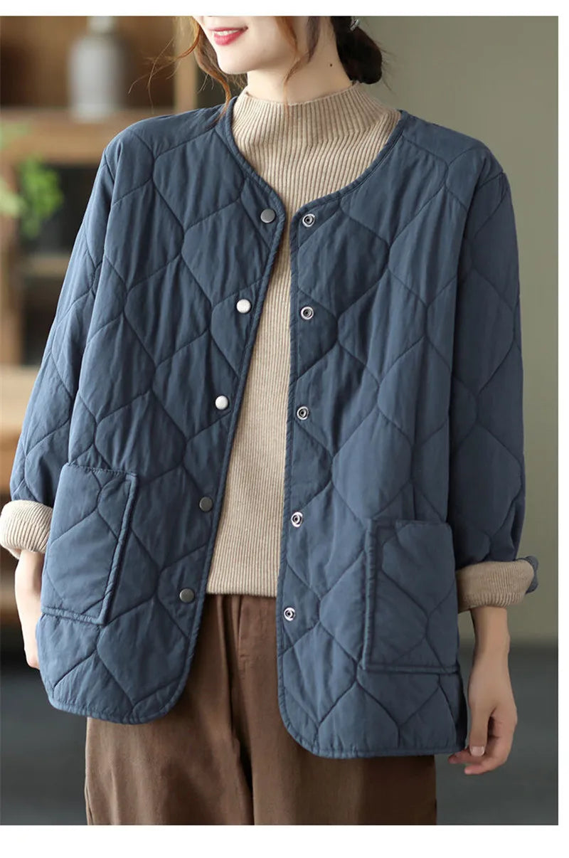 LUO. TAO. FUSH I Women's Winter Office Lady Coat – Single-Breasted Buttoned Short Jacket