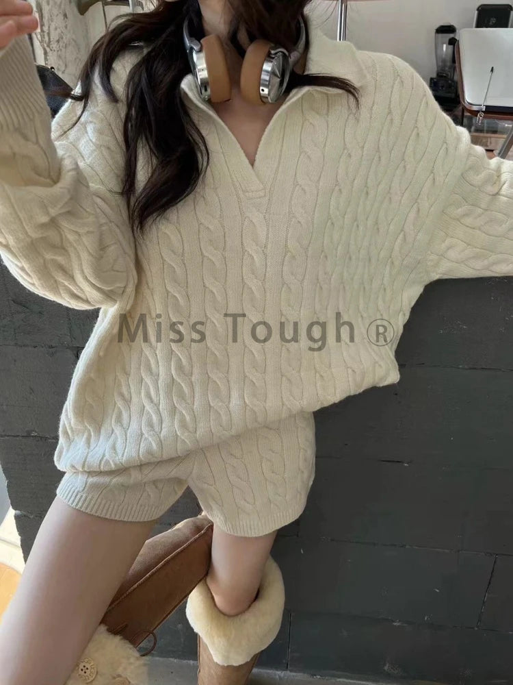 Miss Tough Women’s Knitted Office Lady Polo-Neck Pullover with Crochet Decoration - Autumn/Winter Collection