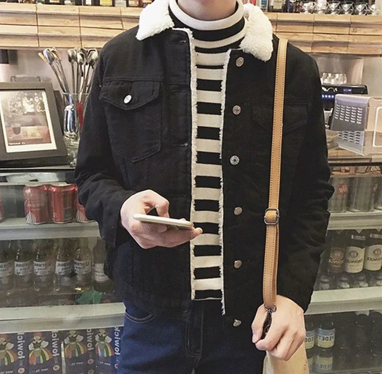 Shangkaka Men’s Vintage Slim Fit Denim Jacket - Autumn & Winter Outerwear