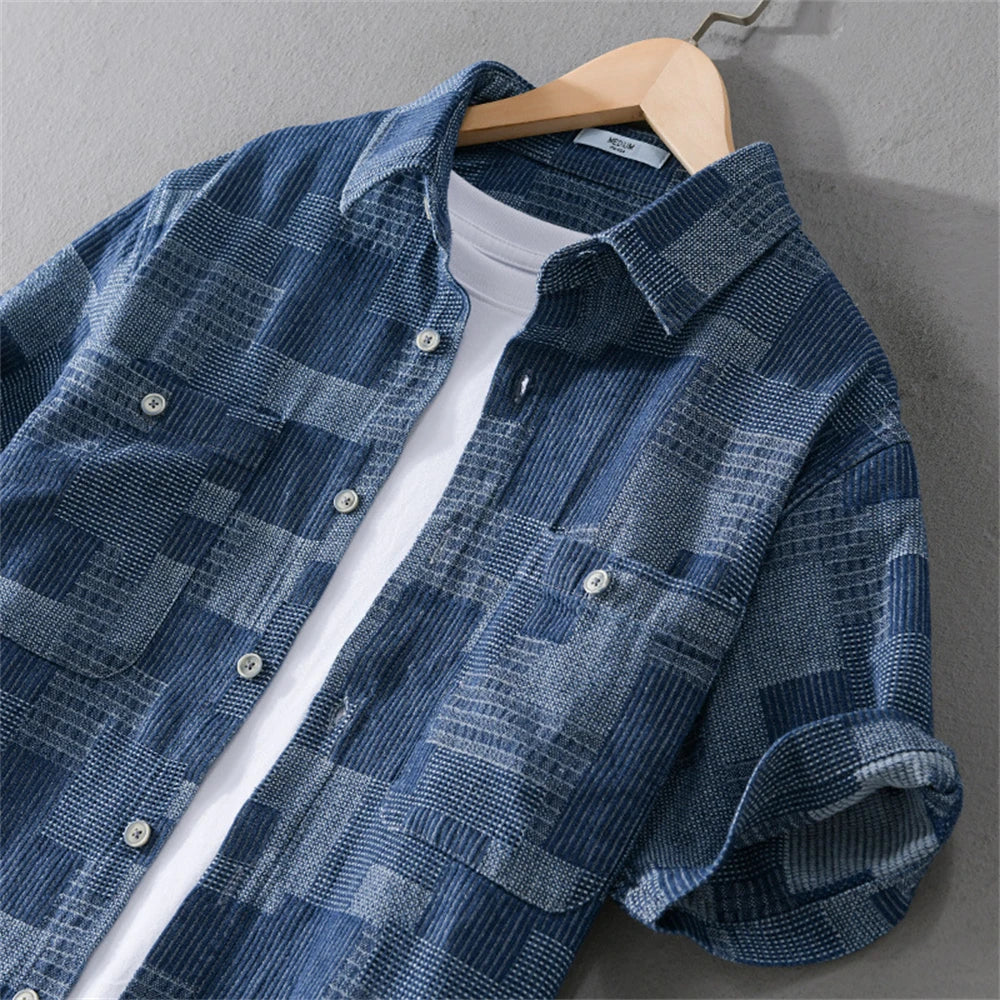 Summer cargo shirts men fashion short sleeve shirt workwear Tops loose Casual jeans for Young men