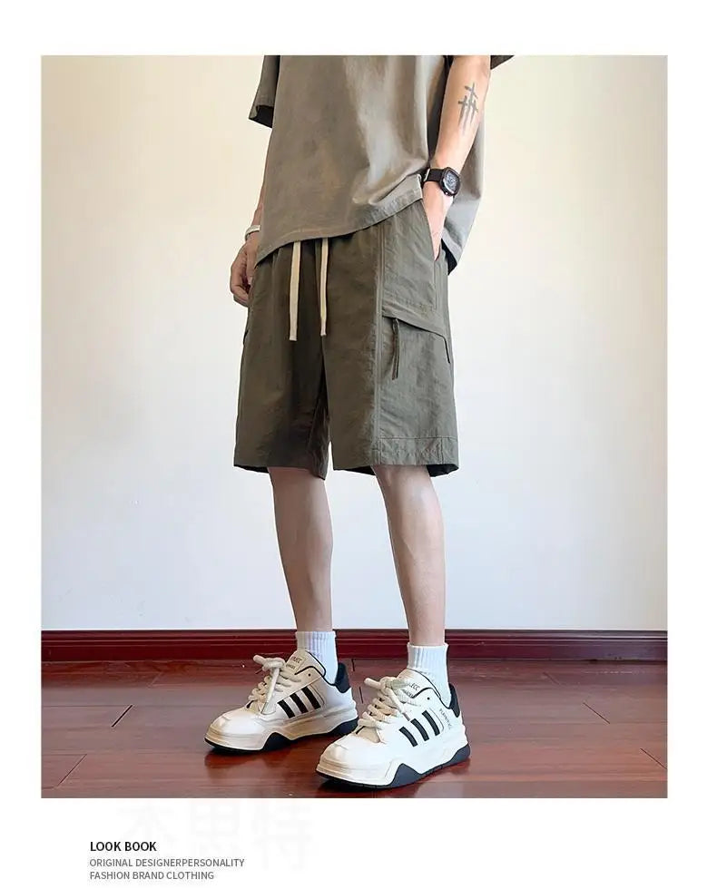 Men’s Casual Solid Color Polyester Summer Shorts – Lightweight & Breathable