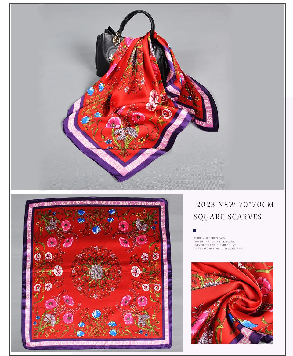 BYSIFA Multifunctional Fashion Scarf - Striped Satin Square Shawl for All Seasons