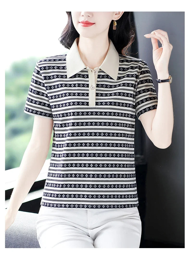 Moeroshe Casual Contrast Color Cotton Polo Shirt – Summer 2024 Collection