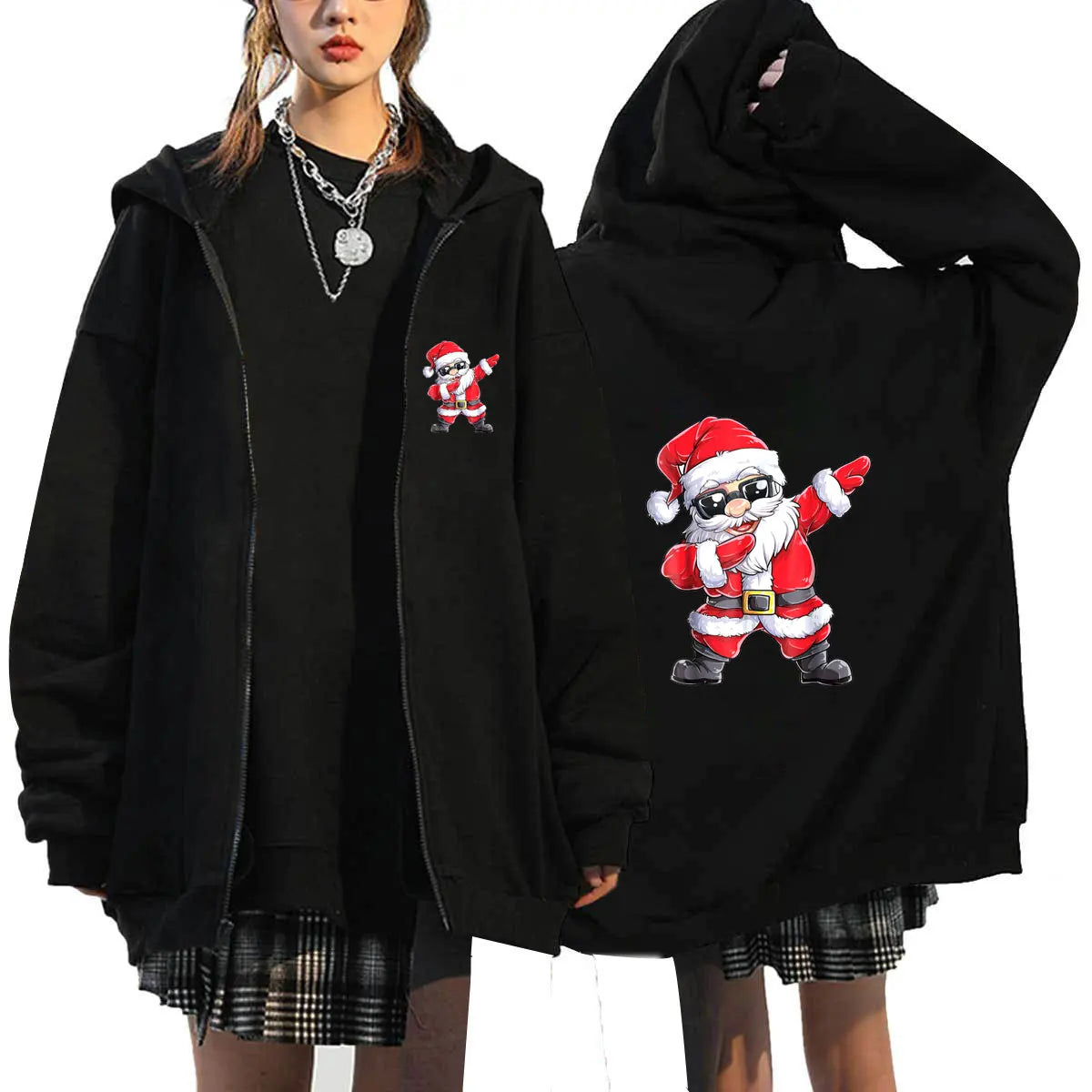 Women's Fleece Zip-Up Hoodie Sweatshirt - Sporty Style, Loose Fit, Autumn/Winter