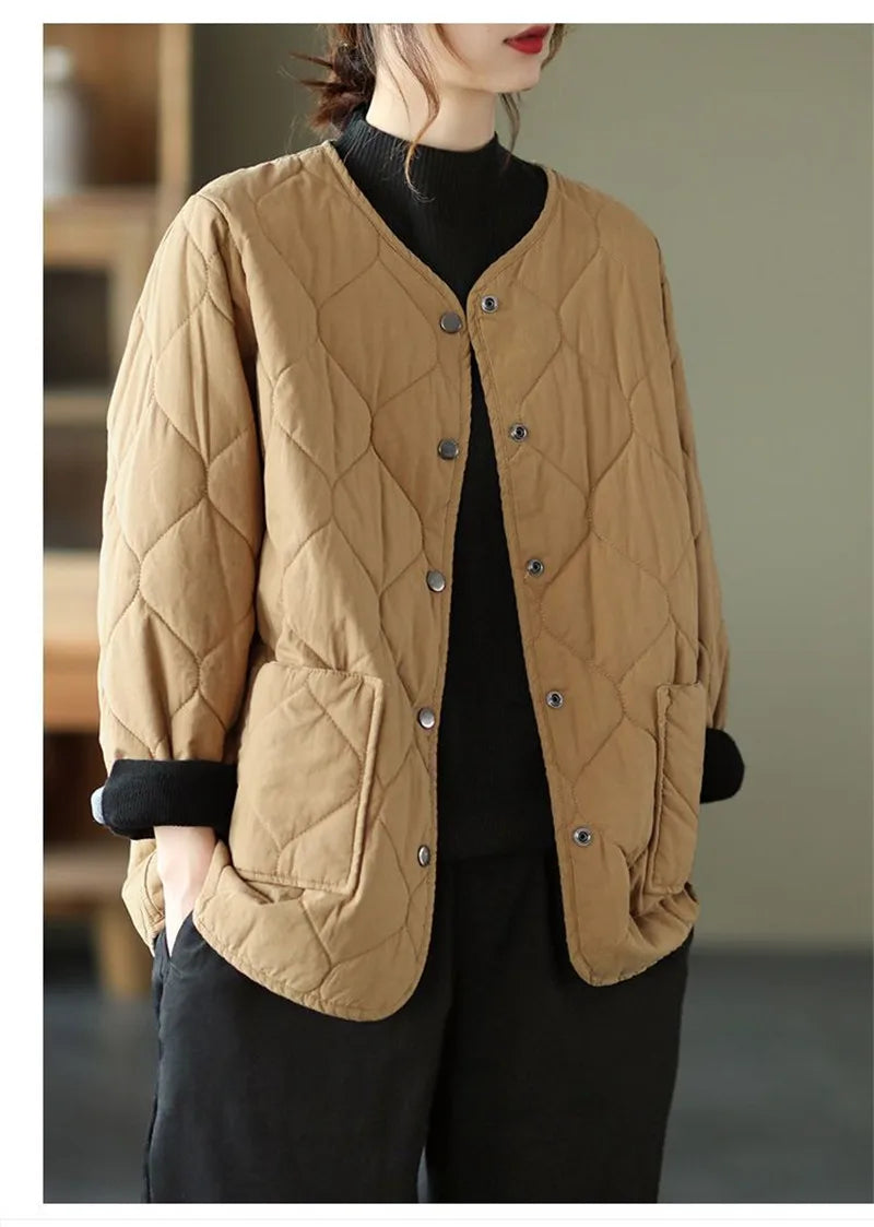 LUO. TAO. FUSH I Women's Winter Office Lady Coat – Single-Breasted Buttoned Short Jacket
