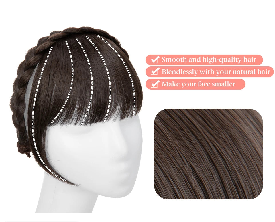 SARLA Blunt Bangs Clip-In Hair Extension – High Temperature Fiber, Pure Color, Permable