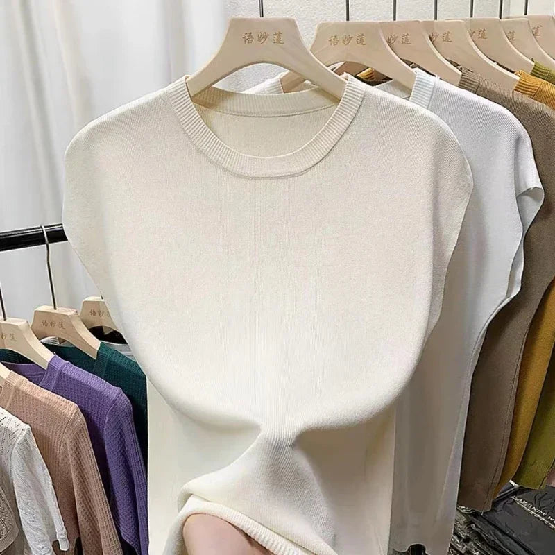 Women's Summer Casual Sleeveless O-Neck Tee ZX1615 by NoEnName_Null