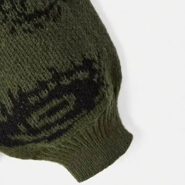 NoEnName_Null Women's Vintage Geometric Pattern O-Neck Fleece Sweater