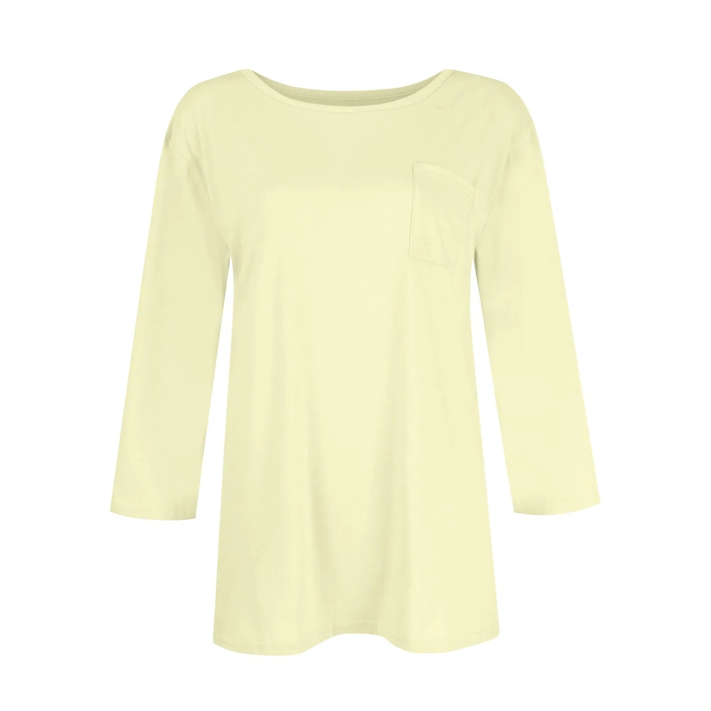 Women's Summer T-Shirts 2024 Fashion Casual Everyday Versatile O-Neck 3/4 Length Sleeve Tops Solid Color T-Shirt Tops Plus Size