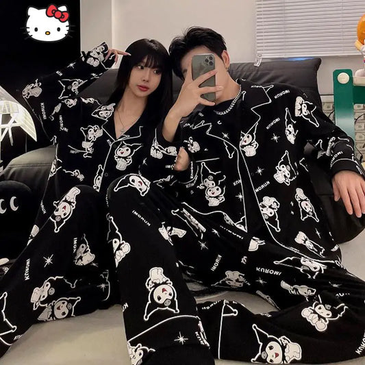 MINISO Sanrio Kuromi Pajama Set – Full-Length Cartoon Print for Couples, Y2K Inspired