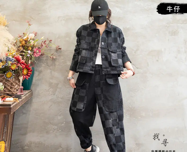 Stylish Denim Jacket Suit for Office Ladies