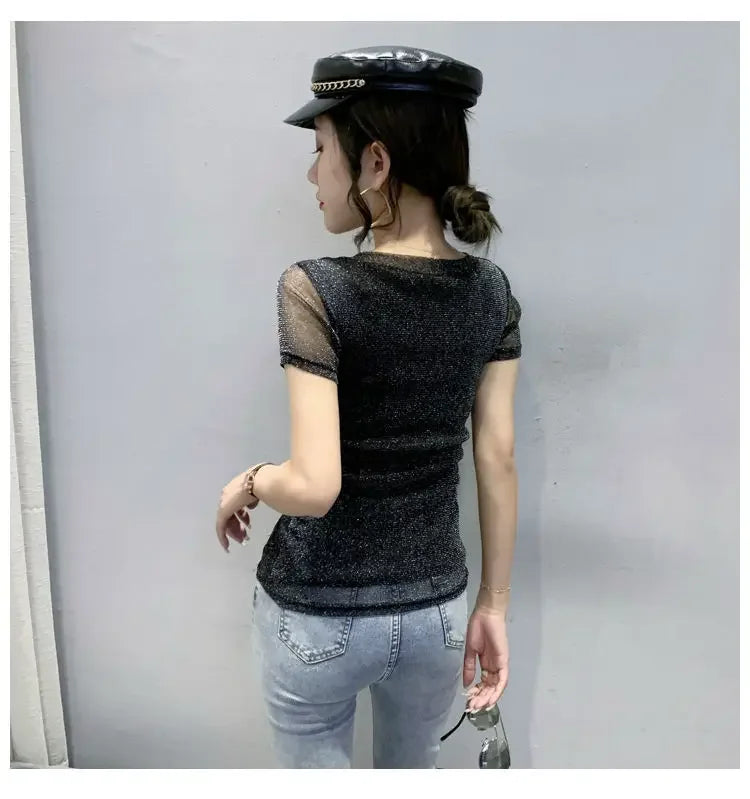 NoEnName_Null Women's Casual O-Neck Summer Tee – Solid Color, Slight Stretch, Short Sleeves