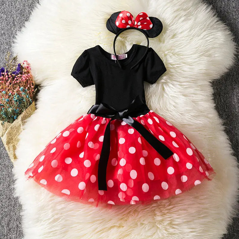 RBVH Baby Girl’s A-Line Polka Dot Dress with Bow – All-Season Fashion