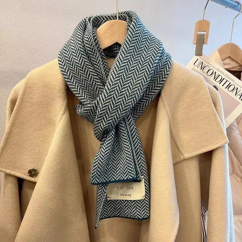 eTya Women's Winter Striped Knit Scarf - Polyester, Linen, Acetate, and Acrylic Fiber Blend