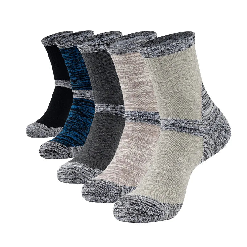 YWSLRC Men's Cotton Hiking Socks – Elastic, Anti-Slip, Moisture-Wicking for Daily & Exercise