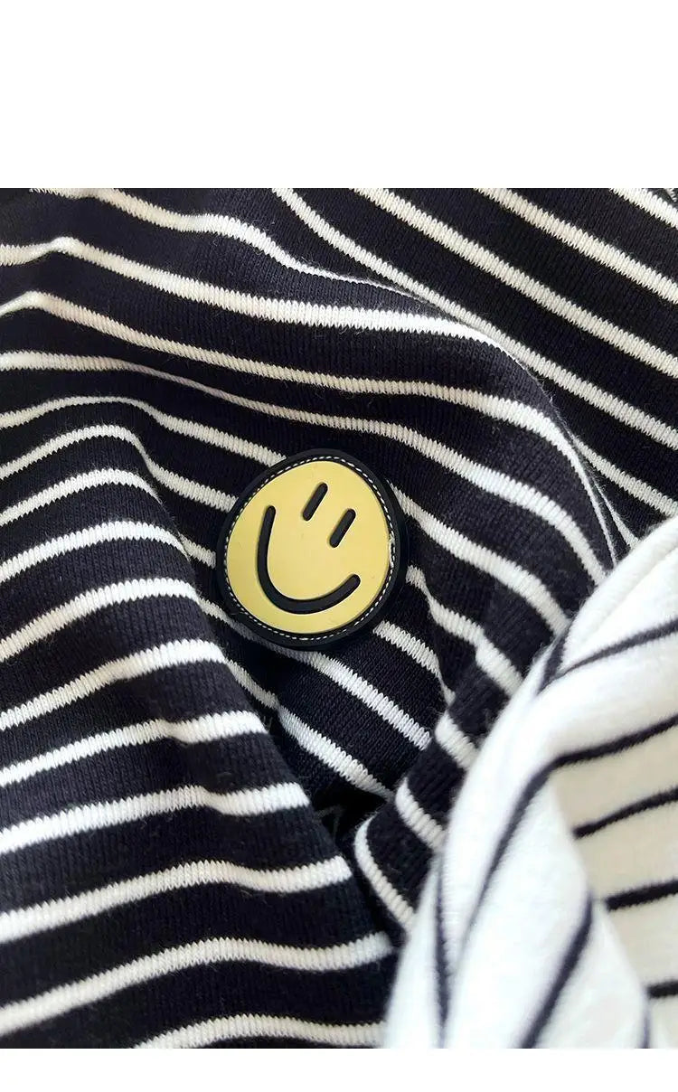 NoEnName_Null Unisex Striped Cotton Tee for Toddlers (Ages 1-3Y) – Comfortable & Stylish for Autumn