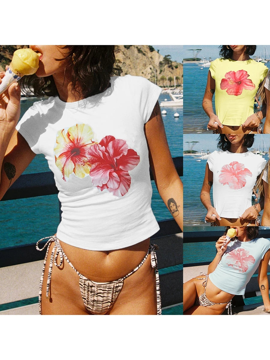 HIRIGIN Junior Women's Casual Floral Summer T-Shirt (Summer 2024 Release)