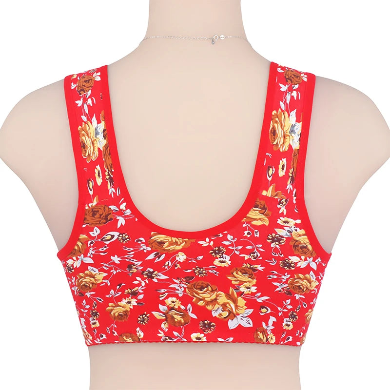 KING'S FAITH Women's Floral Push-Up Bra - Wire-Free, Front Closure, Everyday Comfort