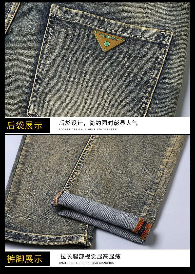 Denim jeans Pants Slim Fit Retro Stretch 2023 Winter Autumn Trousers Moto Biker Jeans High Quality