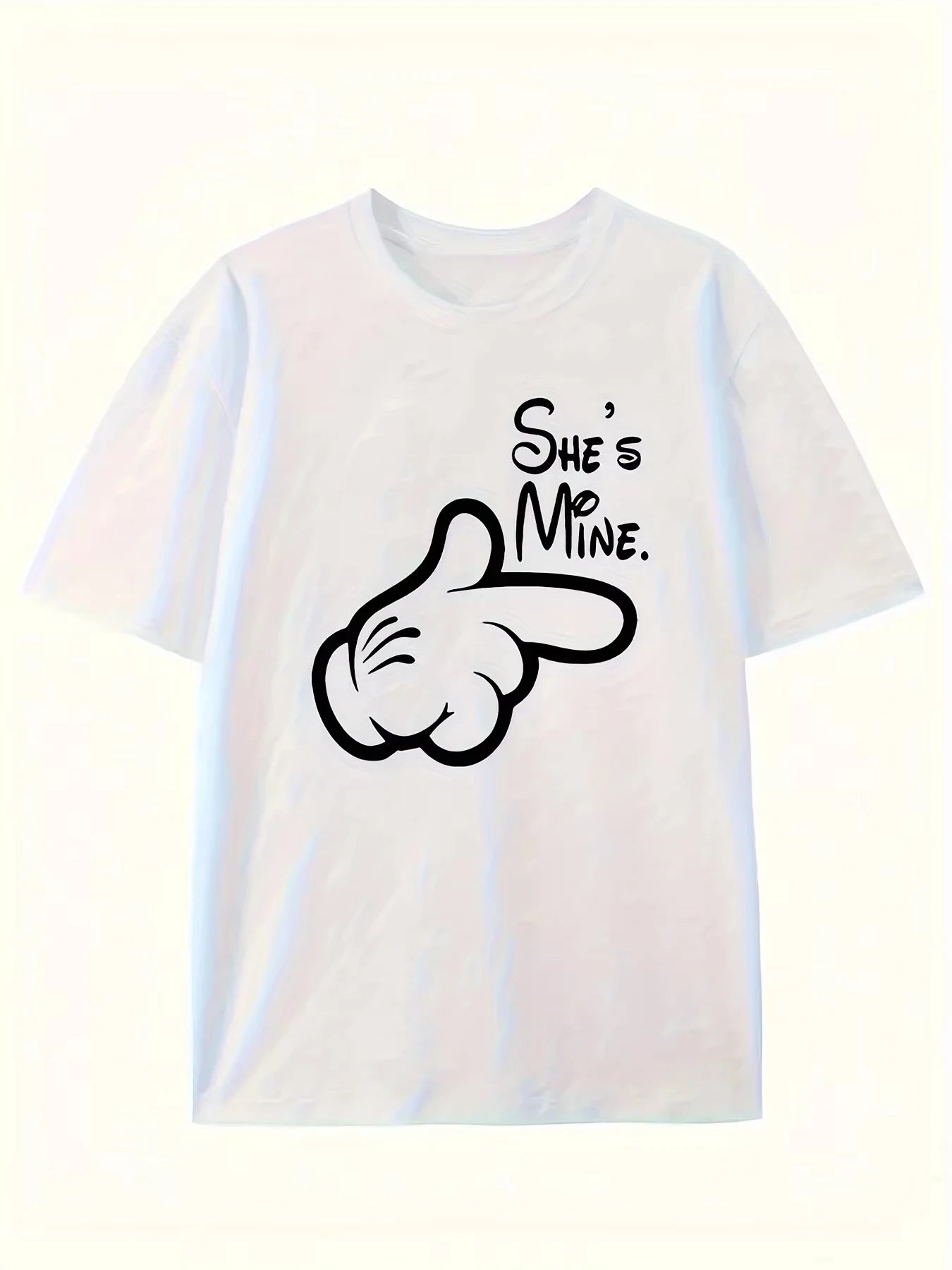 Women summer casual  t-shirts streetwear tops front with he/she is me graphic