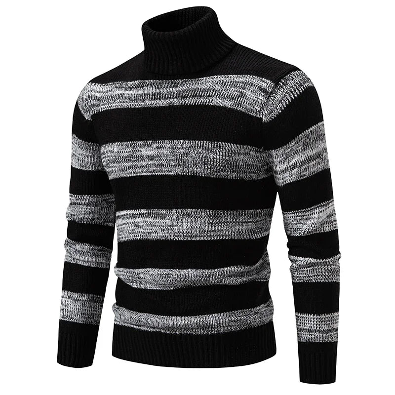 NoEnName_Null Men's Casual Thick Mock Neck Pullover – Autumn and Winter Collection
