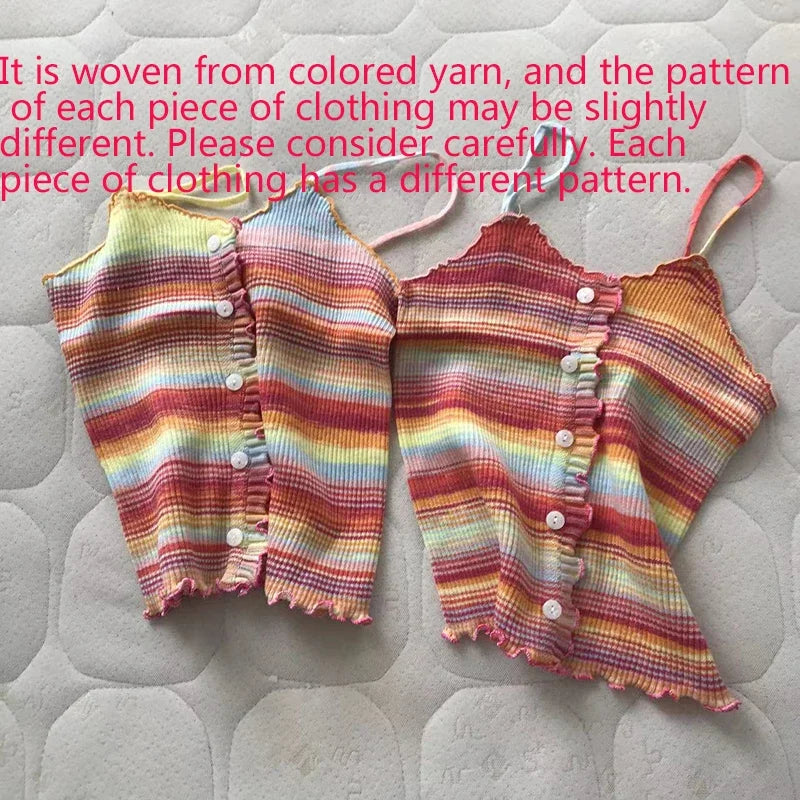 Abebey Women's Super-Short Tie-Dye Knitted Top - Casual Summer Wear