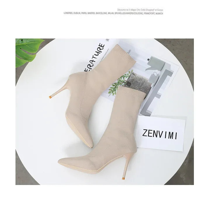 YBQJOO Women's Chelsea Boots – Pointed Toe, Ultra-High Heel, Sexy and Stylish Winter Footwear