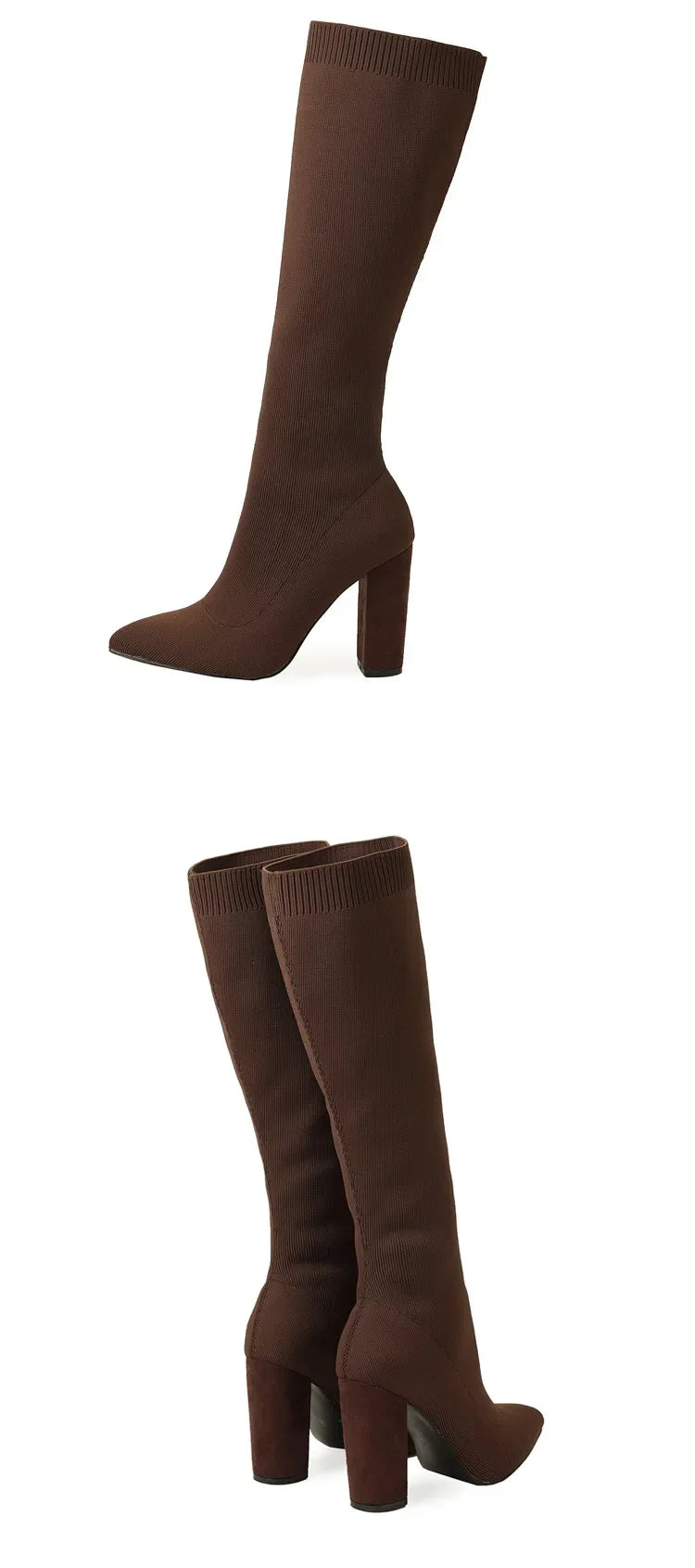 NoEnName_Null Stretch Boots for Women – Knee-High, Pointed Toe, Super High Heel, Winter Fashion