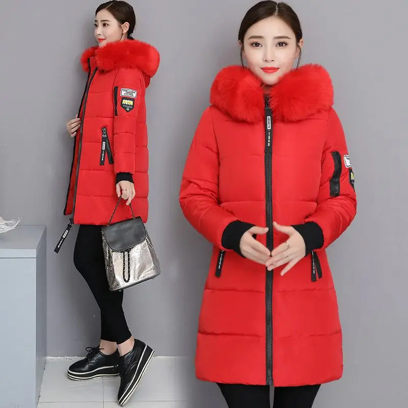 Women's Wool Hooded Coat with Faux Fur Collar – X-Long, Thick, Zipper Closure, Autumn/Winter Office Lady Style