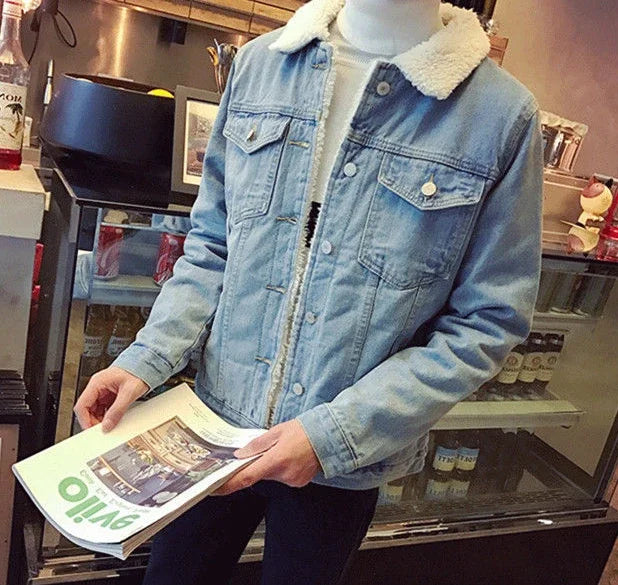 Shangkaka Men’s Vintage Slim Fit Denim Jacket - Autumn & Winter Outerwear