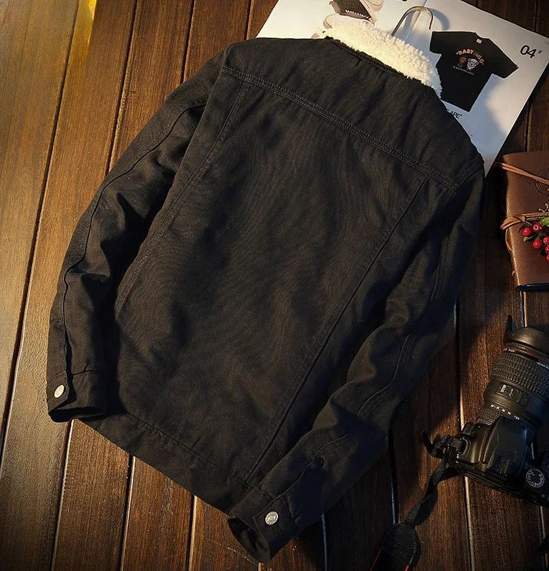 Shangkaka Men’s Vintage Slim Fit Denim Jacket - Autumn & Winter Outerwear